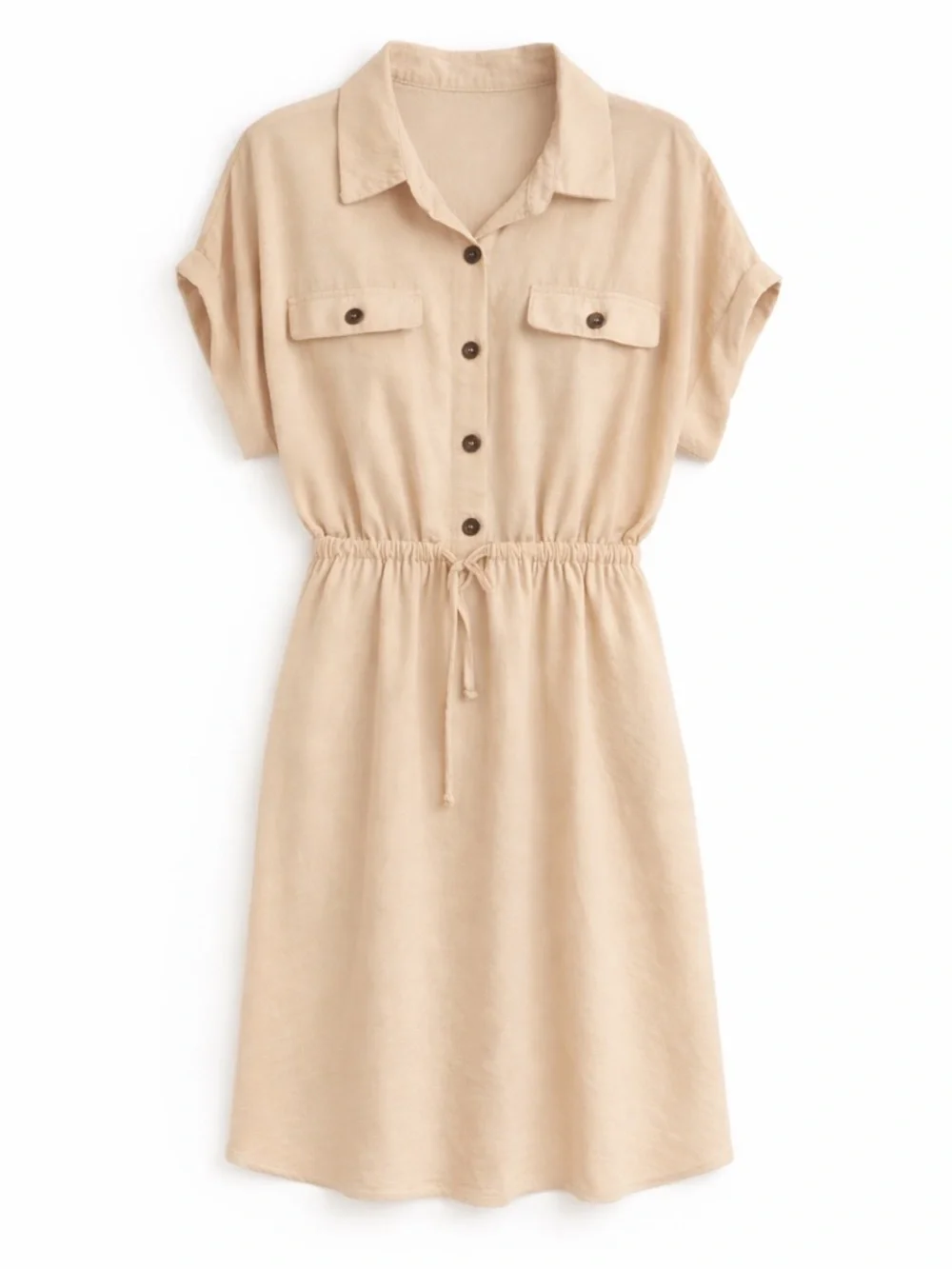 Cato Tan Shirt Dress | Drawstring Waist | Collared | Size 18/20 - Picture 2 of 3